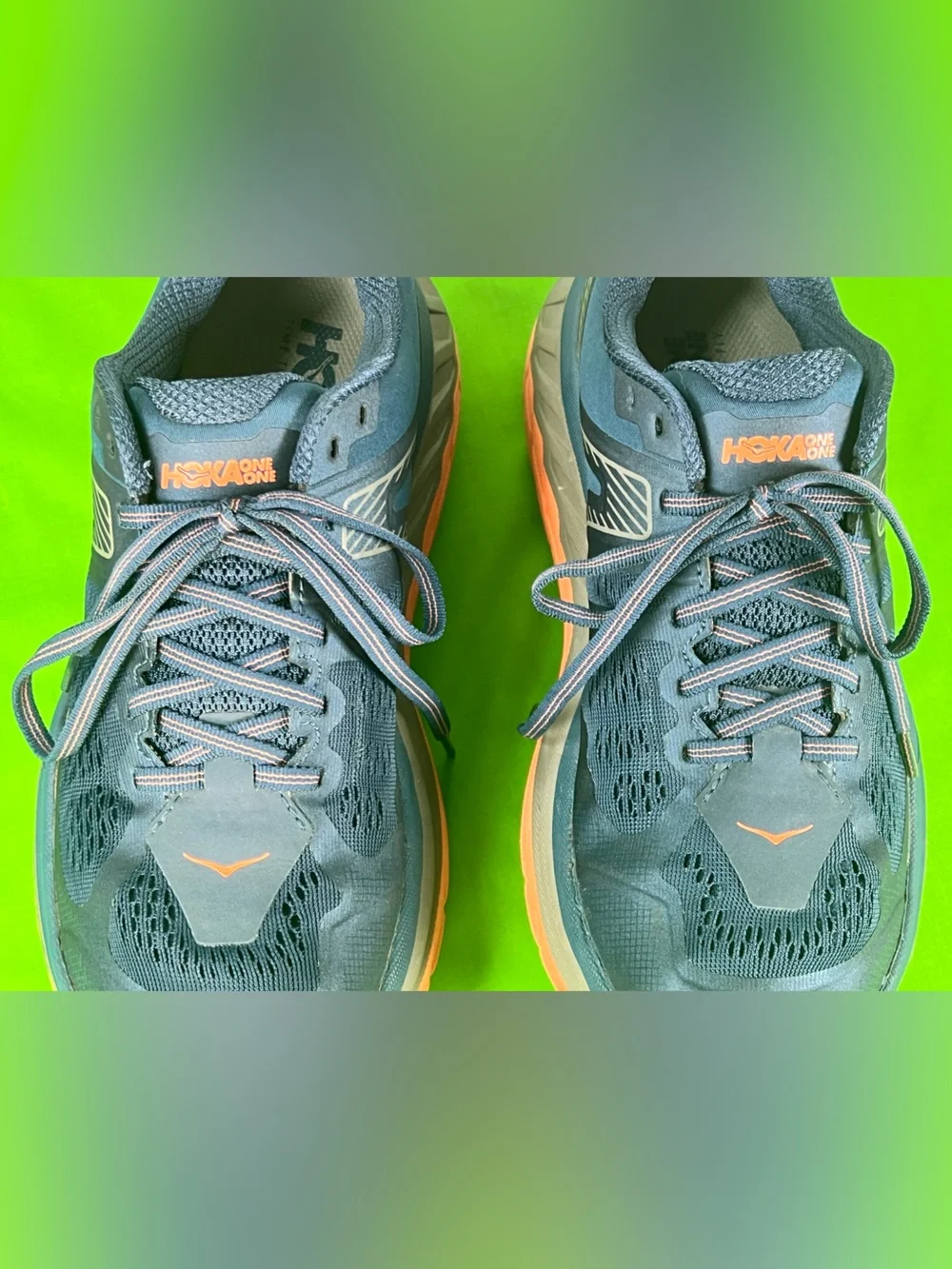 Hoka Navy Blue and Orange Trail Running Shoes